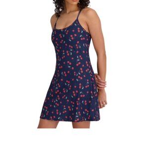 Outdoor Voices Exercise Dress 🎾 Cherry Navy Size L Built-In Shorts & Bra NWT
